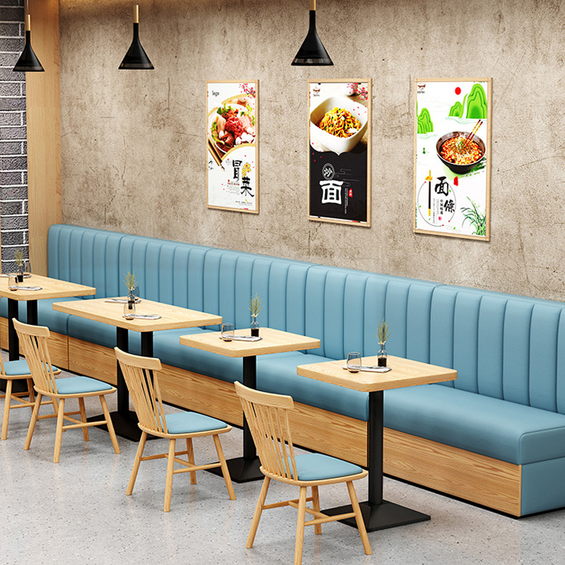 Customized cafe table and chairs restaurant furniture dine set solid wood booth seating sofa