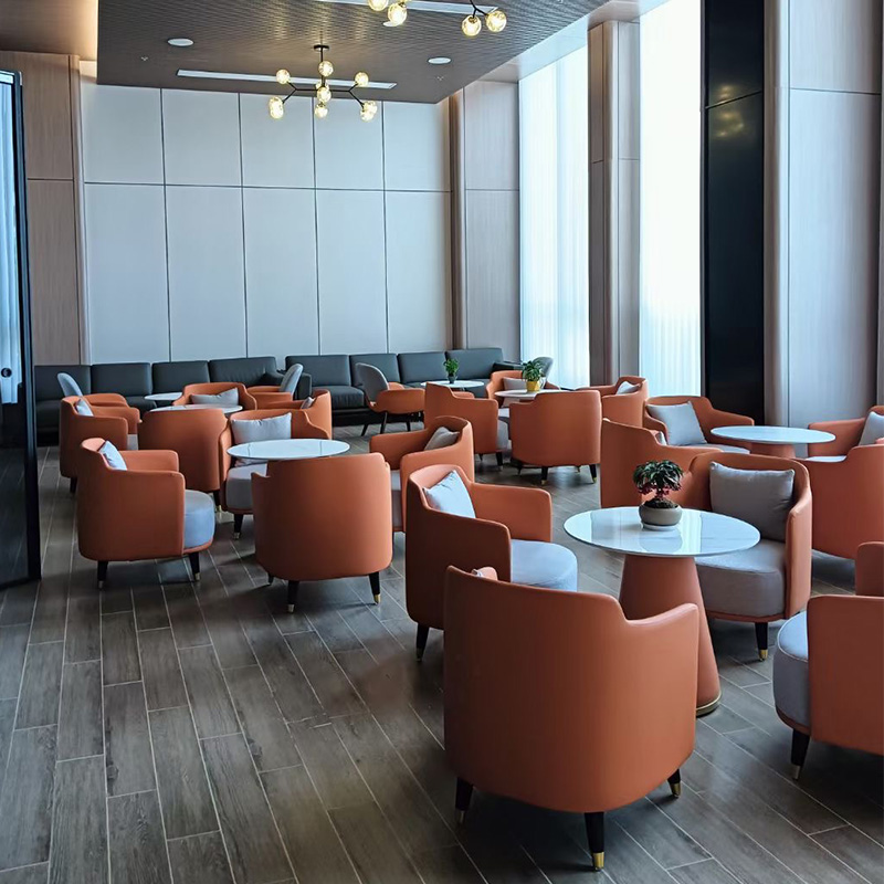 Restaurant tables leisure chairs modern hotel lobby reception leather chair