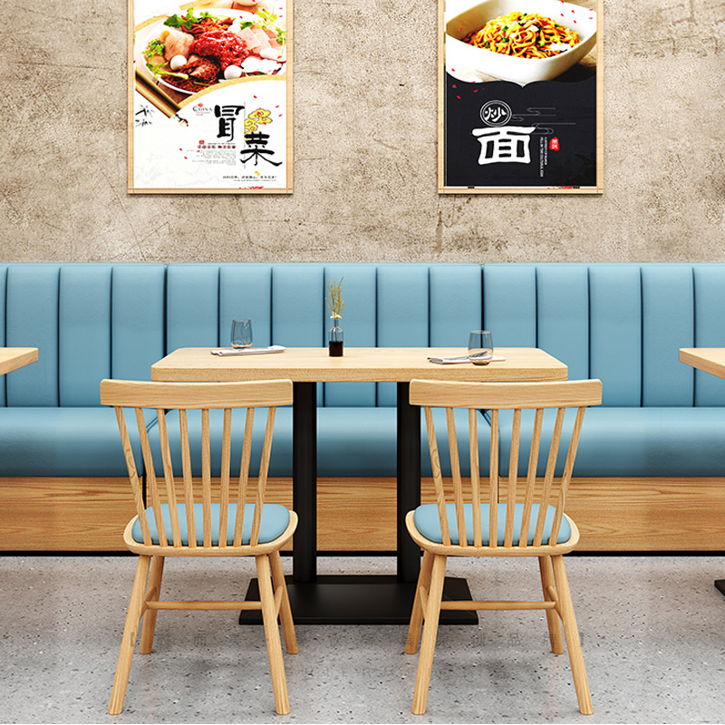 Customized cafe table and chairs restaurant furniture dine set solid wood booth seating sofa