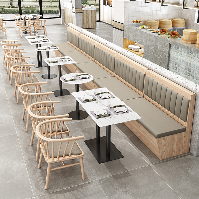 PurelyFeel Restaurant booth sofa cafe Hamburger dessert restaurant wooden chair coffee shop shop table and chair combination插图5