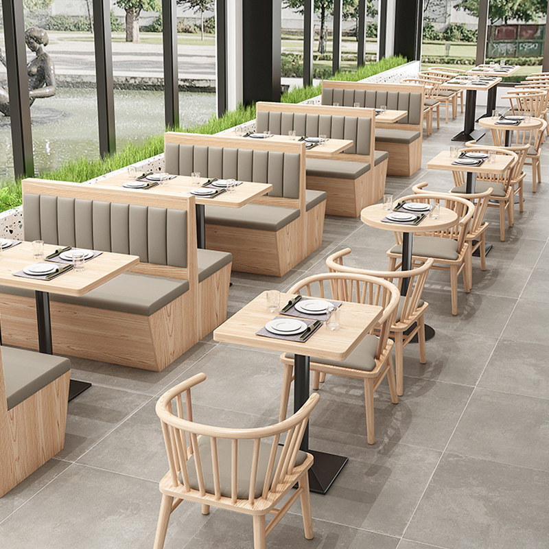 PurelyFeel Restaurant booth sofa cafe Hamburger dessert restaurant wooden chair coffee shop shop table and chair combination插图6