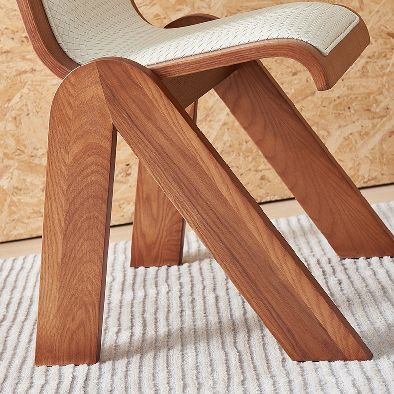 Nordic curved dining household wooden stools backrests designed by Sanato restaurant chair