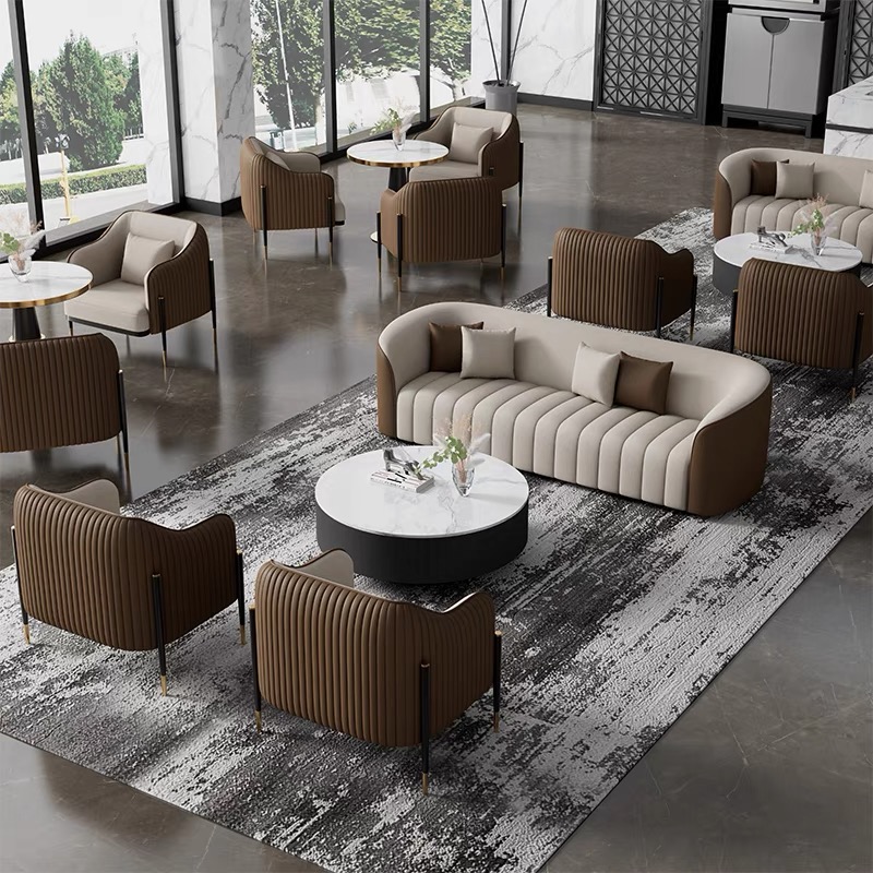 Commercial Modern fashion leisure sofa combination and chair hotel and restaurant sofa and table