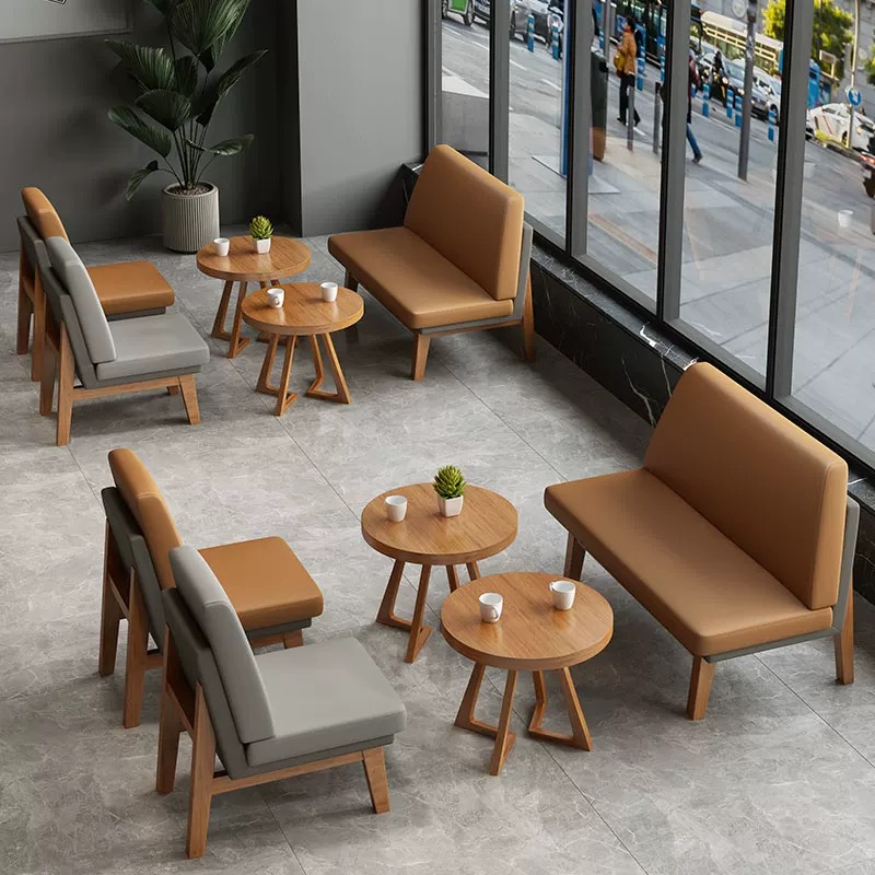 Modern style wooden veneer table resturant furniture diner bench seat chair leather sofa sets